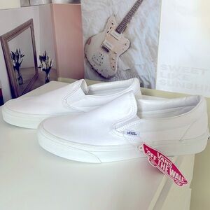 Vans Classic White Slip-On Shoes (NWT)